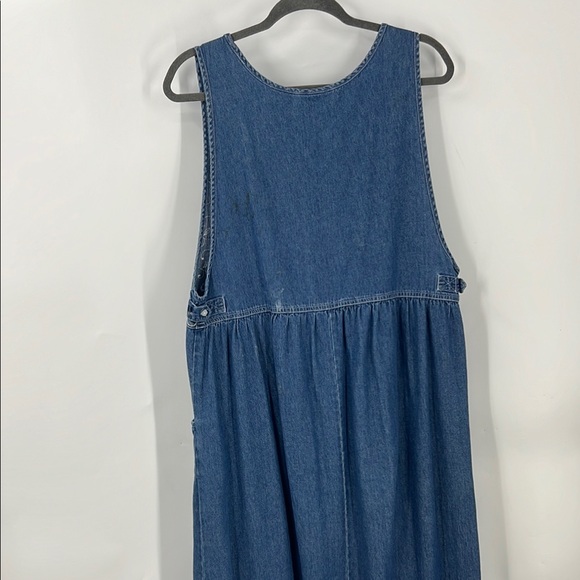 Erika & Co vintage Blue leaf/floral embroidered, Embellished midi denim dress - Picture 5 of 9